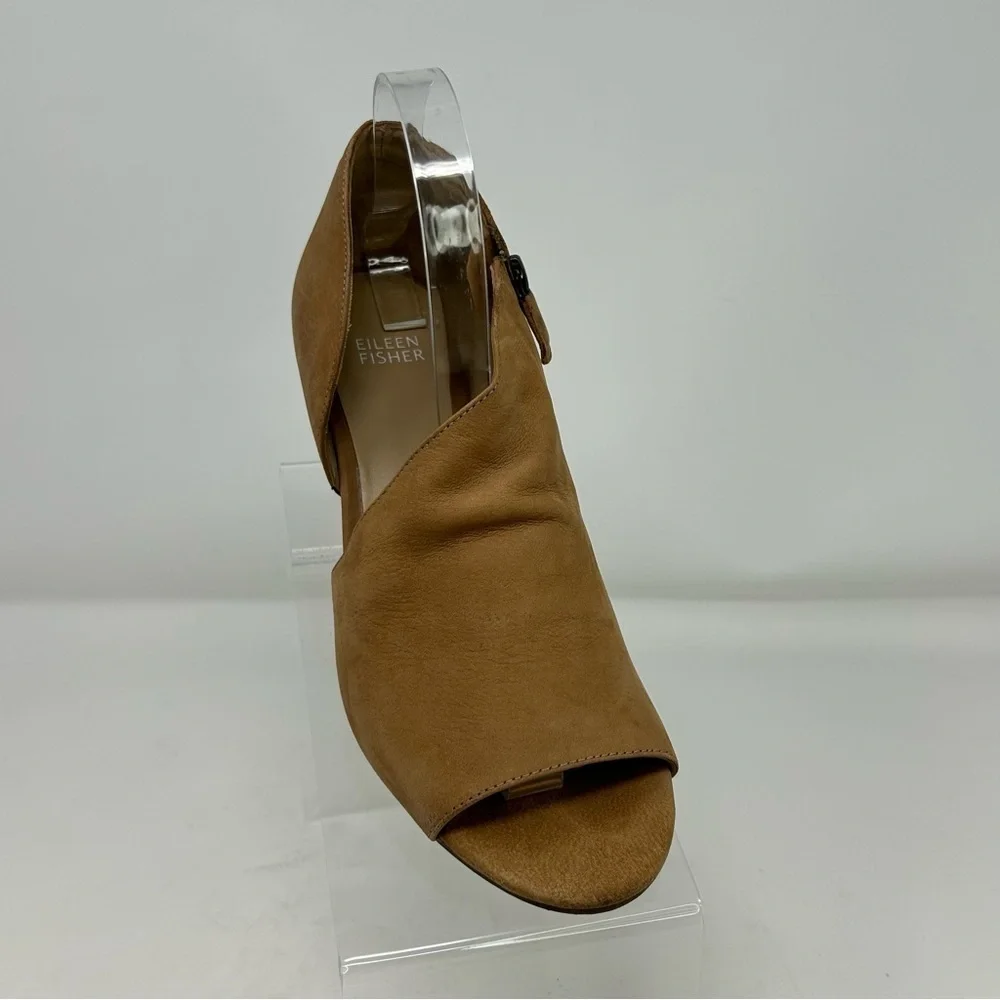 Eileen Fisher Tan Light Brown Leather Heeled D'Orsay Heeled Sandals Size 8.5
